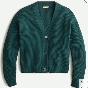 NWT J.Crew Ribbed Cashmere Cardigan in Pine Forest